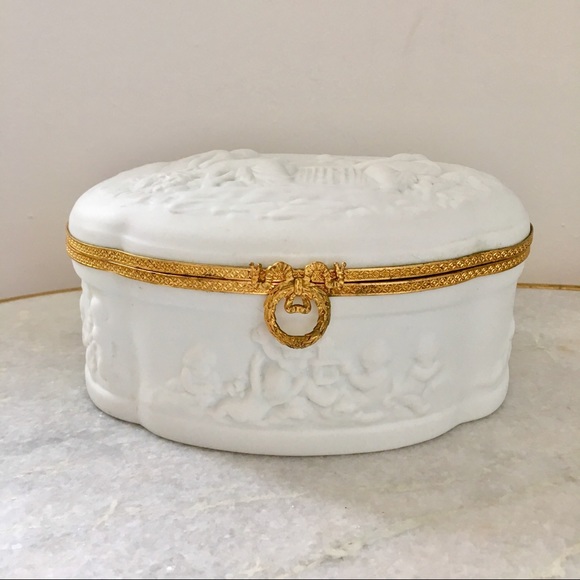 Vintage Other - ❤️Sold❤️VTG Limoges porcelain cherub trinket box